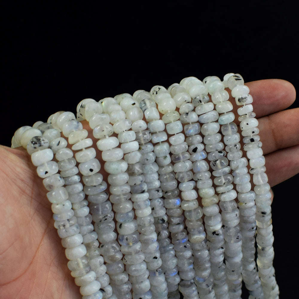 gemsmore:1 pc 7-8mm Moonstone Drilled Beads Strand 12 Inches