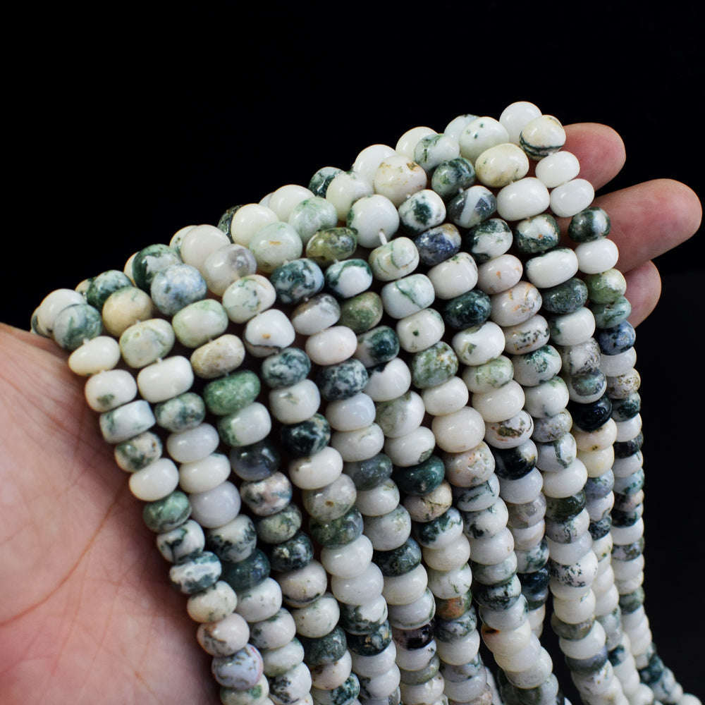 gemsmore:1 pc 8-9mm Tree Agate Drilled Beads Strand 13  inches