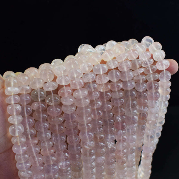 gemsmore:1 pc 9-10mm Rose Quartz Drilled Beads Strand 13  inches