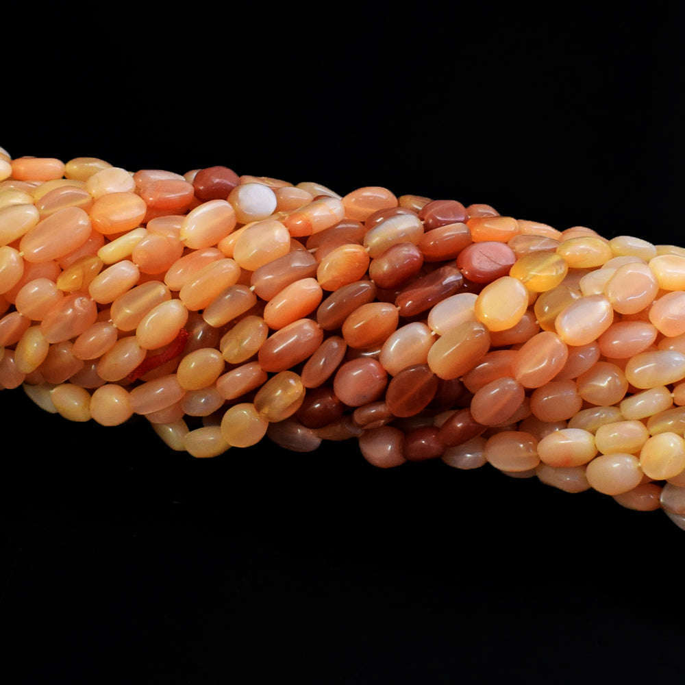 gemsmore:1 pc 9-12mm Peach Moonstone Drilled Beads Strand 16  Inches