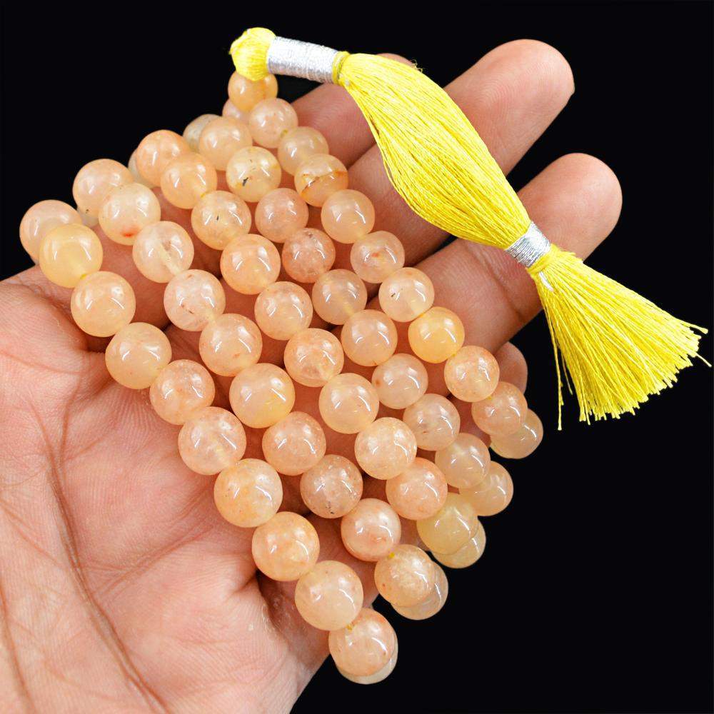 gemsmore:108 Prayer Mala Natural Aventurine Necklace Round Shape Beads