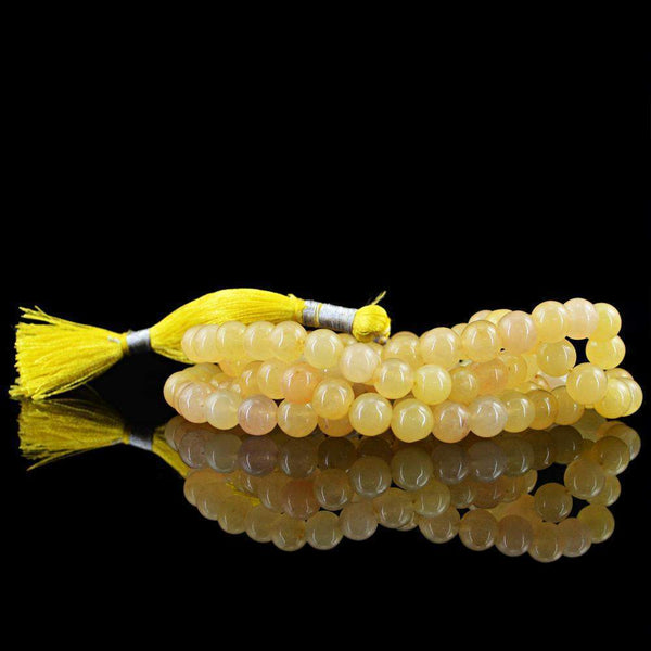 gemsmore:108 Prayer Mala Natural Yellow Aventurine Necklace Round Beads