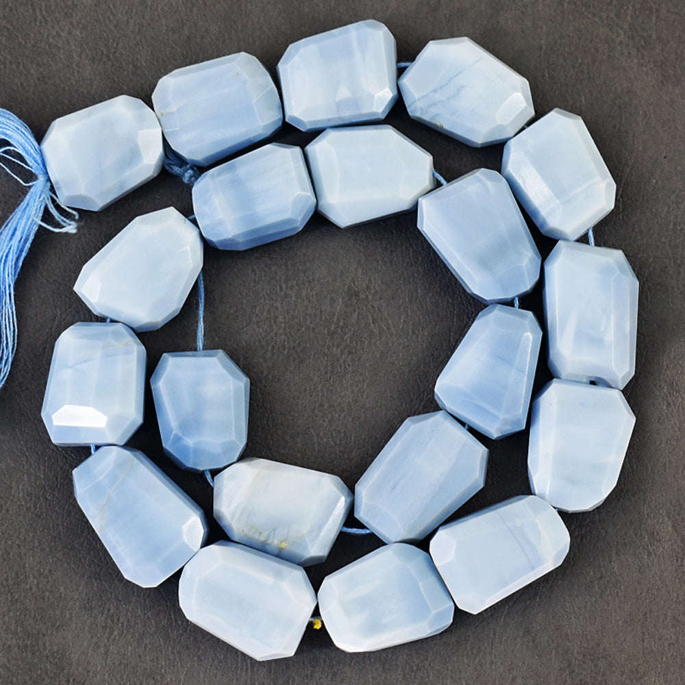 gemsmore:13 Inches Natural 238 Carats Genuine Blue Opal Beads Strand