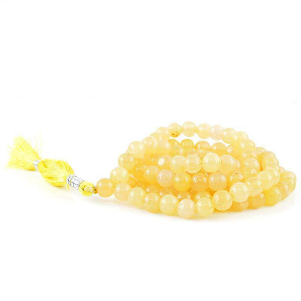 gemsmore:108 Prayer Mala Natural Yellow Aventurine Necklace Round Beads