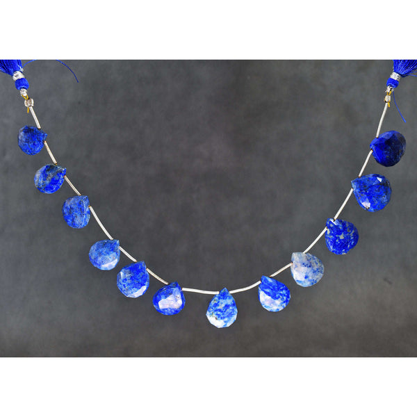 gemsmore:170 Carats Genuine Lapis Lazuli Faceted Beads Strand Of 10"
