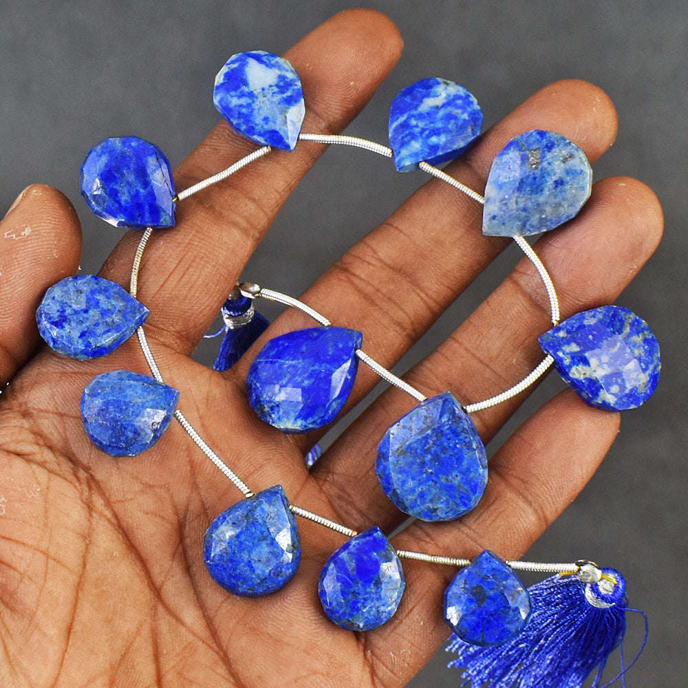 gemsmore:170 Carats Genuine Lapis Lazuli Faceted Beads Strand Of 10"
