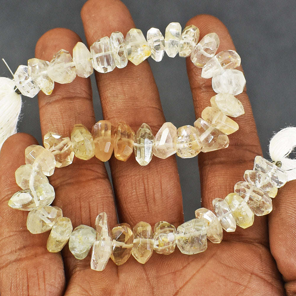 gemsmore:180 Carats Genuine Amazing Golden Rutile Quartz Beads Strand Of 08 Inches