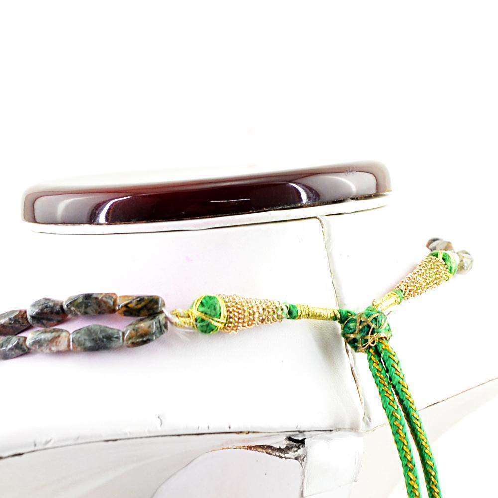 gemsmore:2 Line Rutile Quartz Necklace Natural Untreated Faceted Beads
