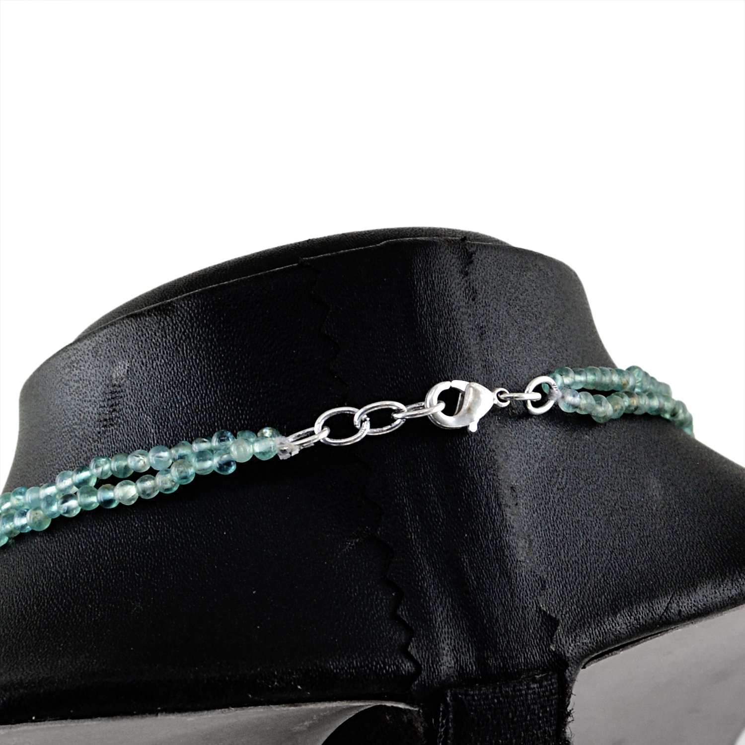 gemsmore:2 Strand Blue Apatite & Pink Rose Quartz Necklace Natural Round Shape Beads