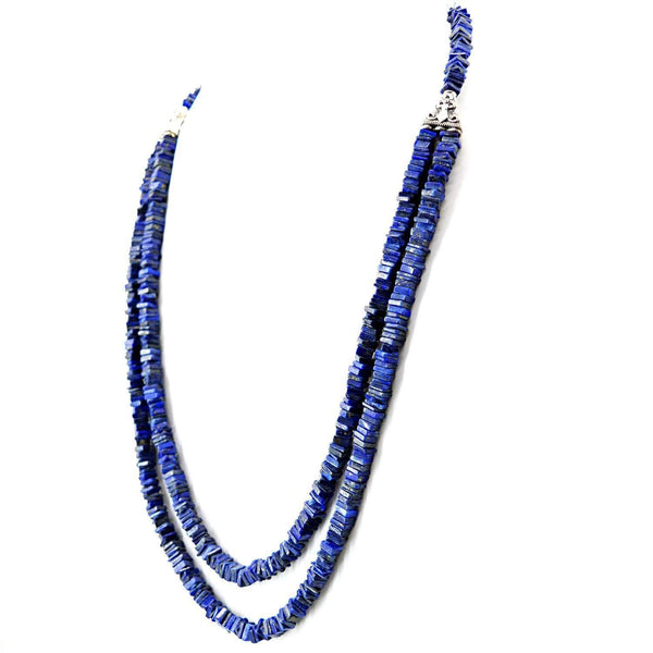 gemsmore:2 Strand Blue Lapis Lazuli Necklace Natural Unheated Beads - Free Shipping