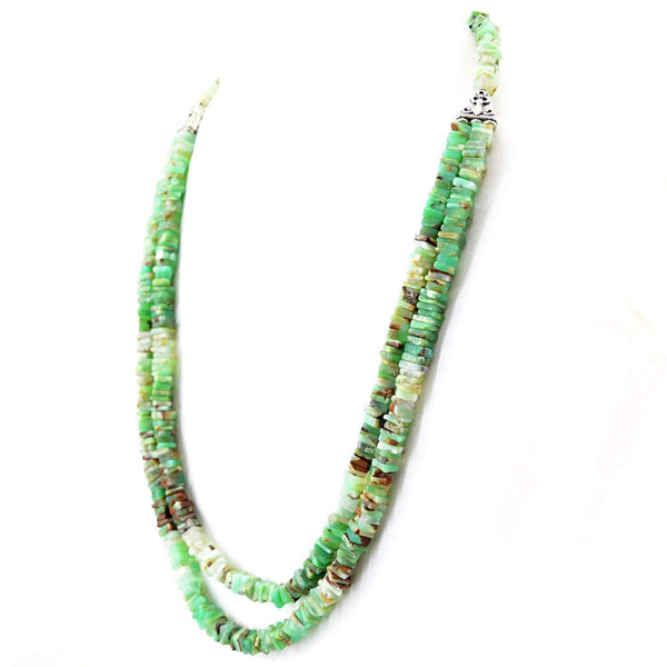 gemsmore:2 Strand Peruvian Opal Necklace Natural Untreated Beads - Wholesale Price