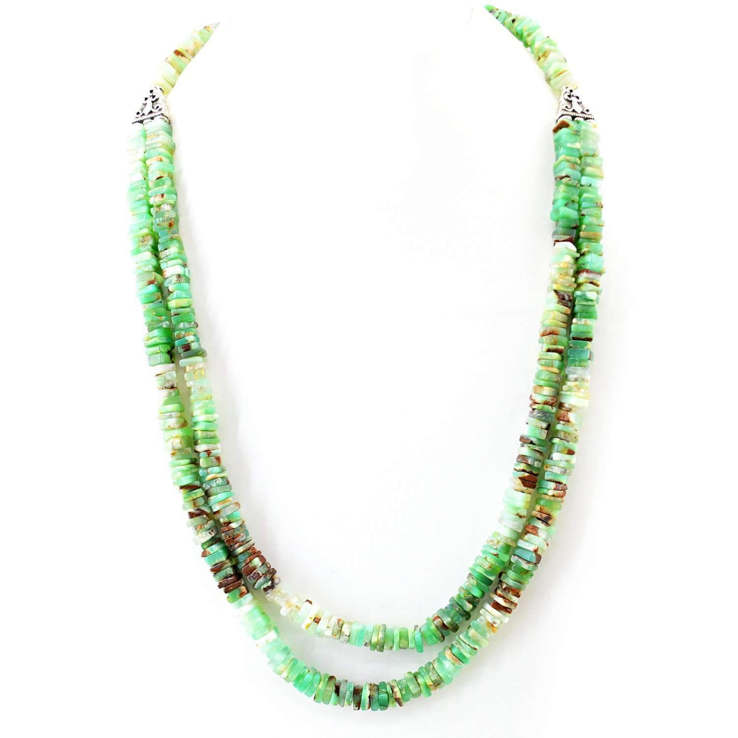 gemsmore:2 Strand Peruvian Opal Necklace Natural Untreated Beads - Wholesale Price