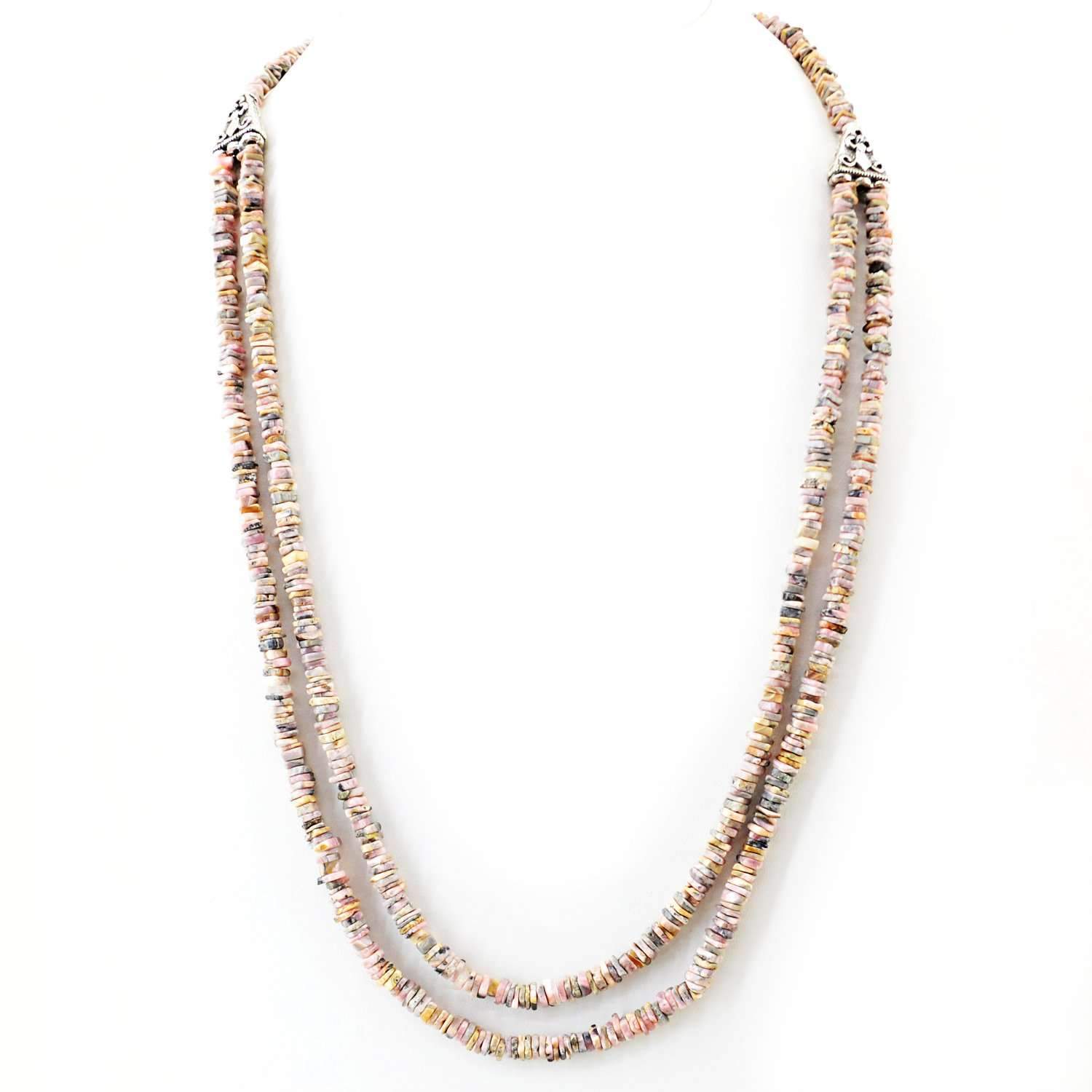 gemsmore:2 Strand Pink Australian Opal Necklace Natural Untreated Beads - Amazing