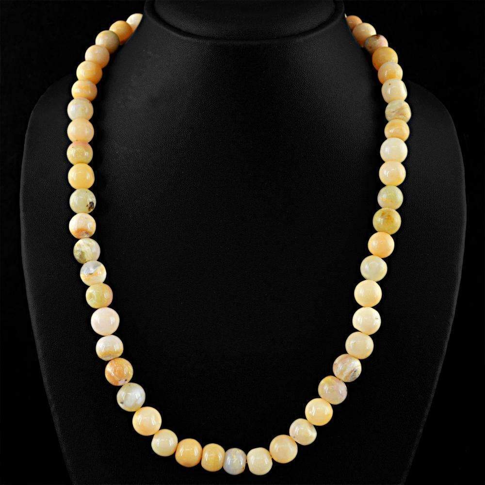 gemsmore:20 Inches Long Australian Opal Necklace Natural Round Shape Untreated