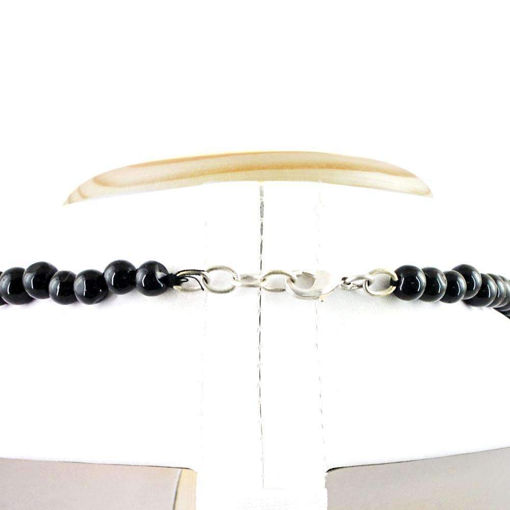 gemsmore:20 Inches Long Black Spinel Necklace Natural Untreated Round Shape Beads