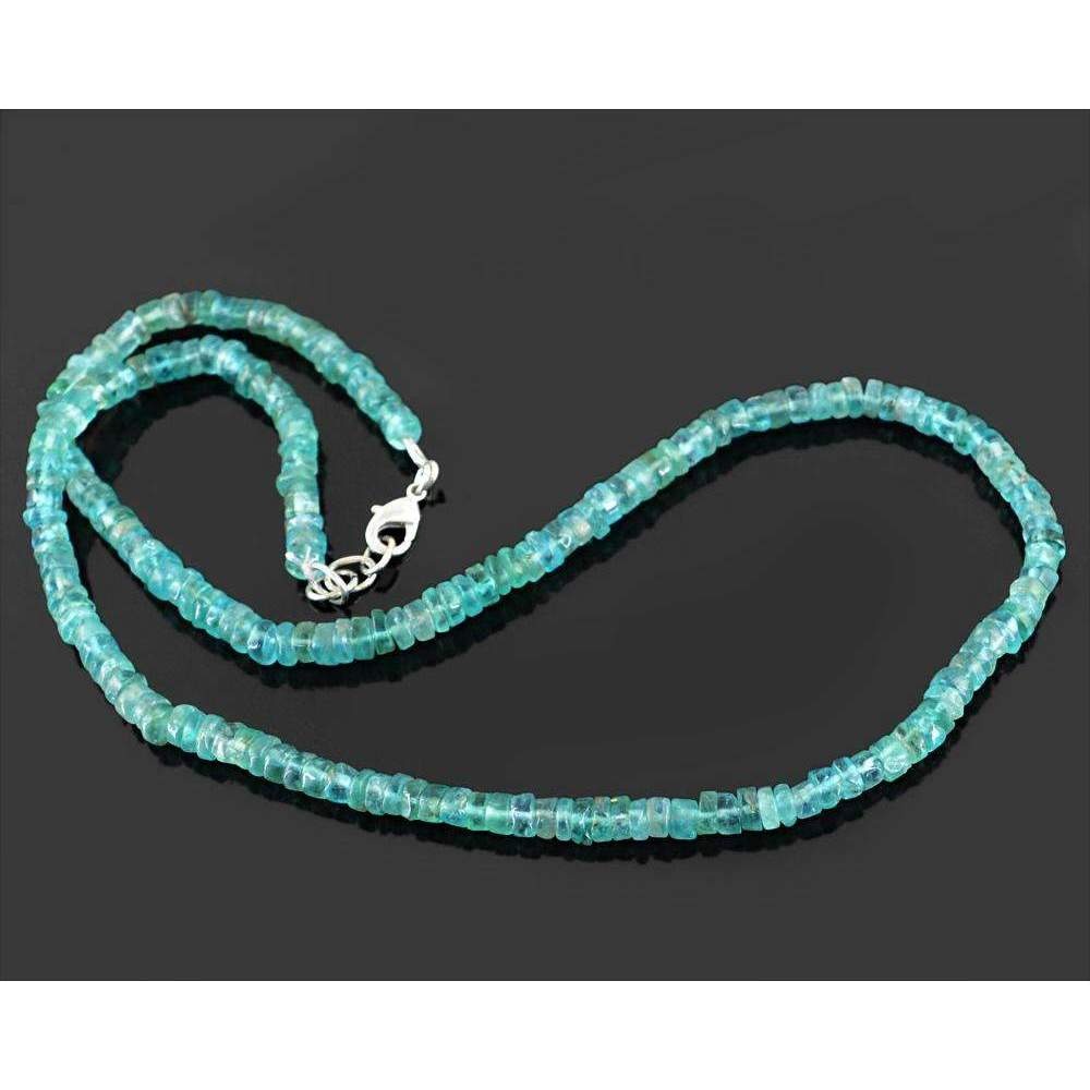gemsmore:20 Inches Long Blue Apatite Necklace Natural Round Shape Beads