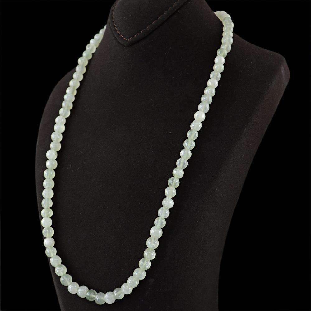 gemsmore:20 Inches Long Green Aquamarine Necklace Natural Round Shape Beads