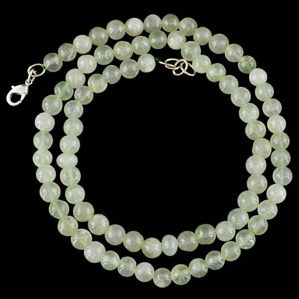 gemsmore:20 Inches Long Green Aquamarine Necklace Natural Round Shape Beads