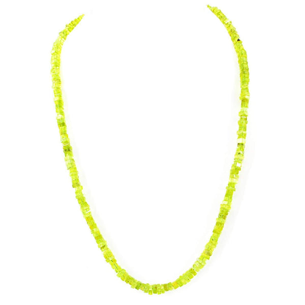 gemsmore:20 Inches Long Green Peridot Natural Unheated Beads Necklace