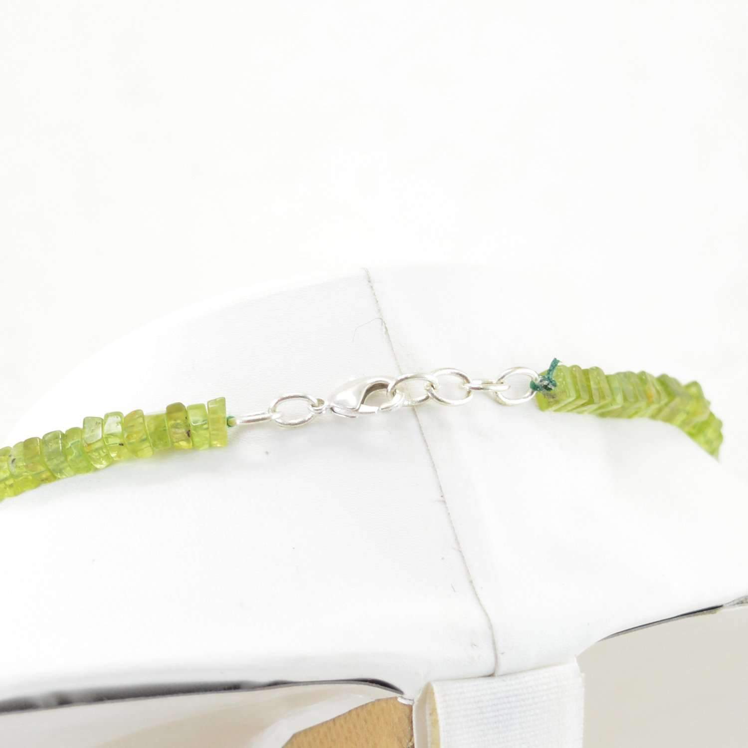 gemsmore:20 Inches Long Green Peridot Natural Unheated Beads Necklace