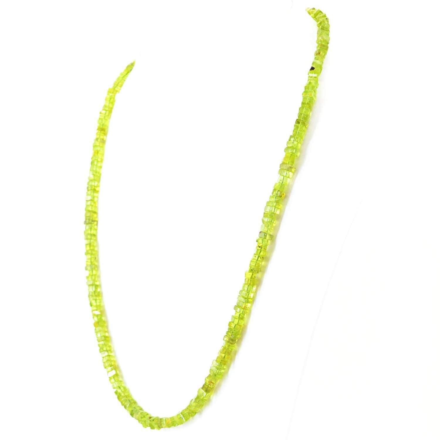 gemsmore:20 Inches Long Green Peridot Natural Unheated Beads Necklace
