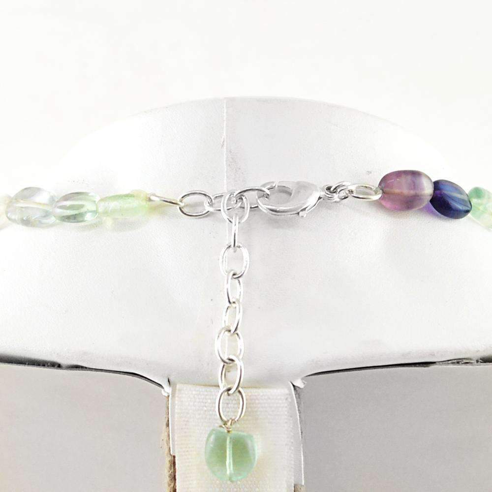 gemsmore:20 Inches Long Multicolor Fluorite Necklace Natural Oval Shape Beads