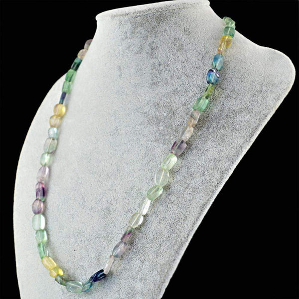 gemsmore:20 Inches Long Multicolor Fluorite Necklace Natural Untreated Beads