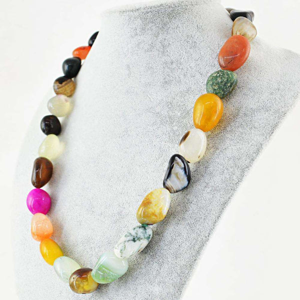 gemsmore:20 Inches Long Multicolor Multi Gemstone Necklace Natural Untreated Beads