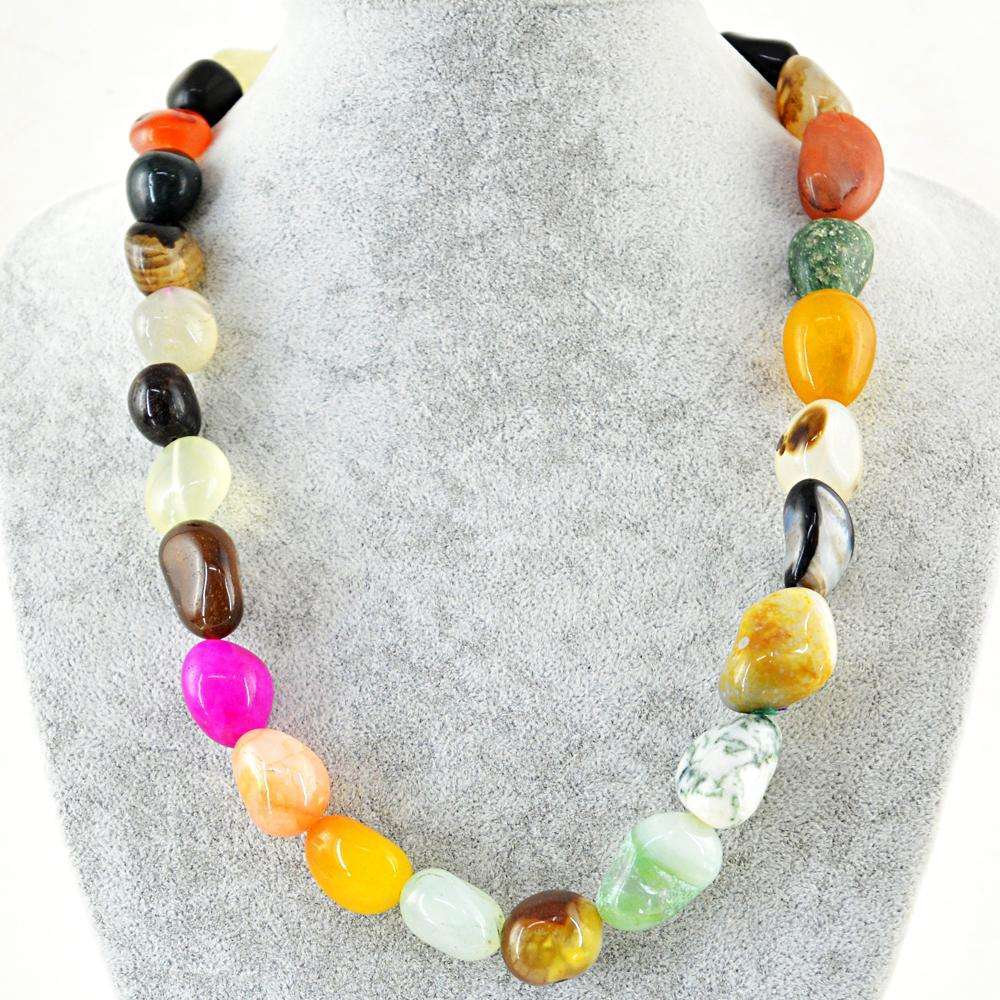gemsmore:20 Inches Long Multicolor Multi Gemstone Necklace Natural Untreated Beads