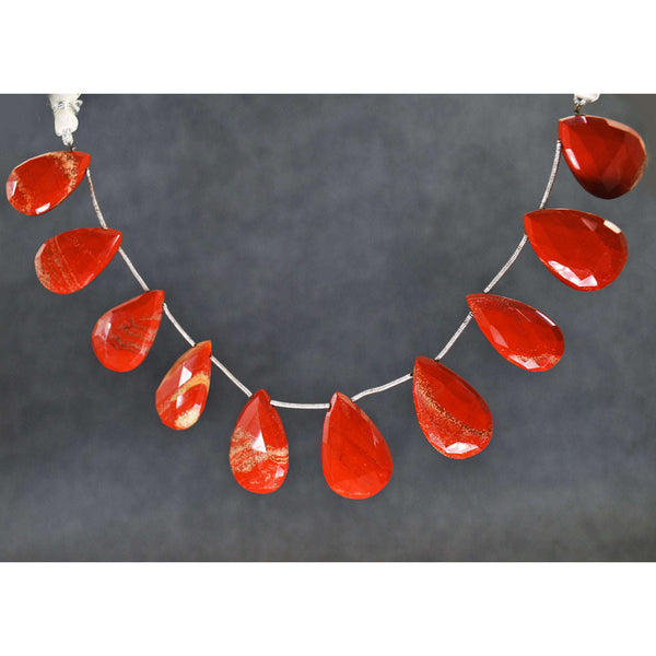 gemsmore:219 Carats 08 Inches  Genuine Red Jasper Faceted Beads Strand