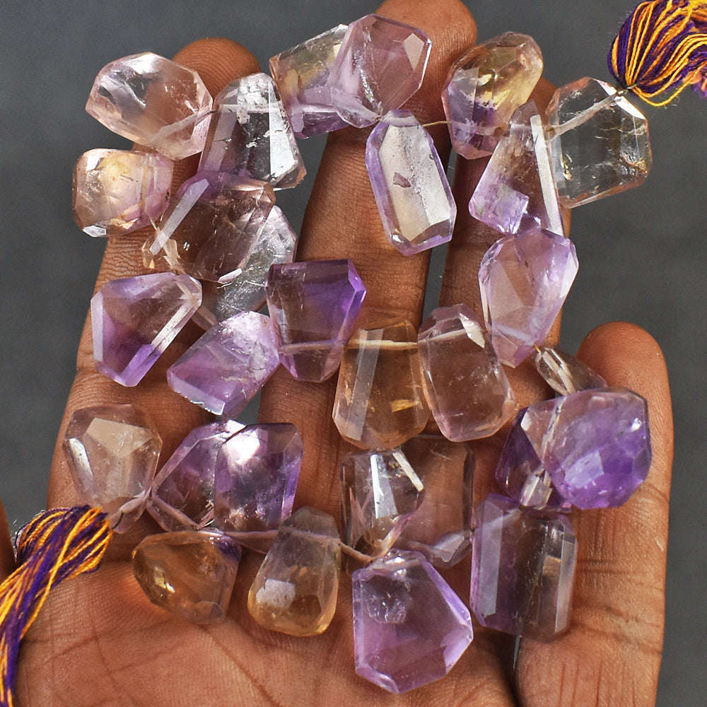 gemsmore:243 Carats Genuine Ametrine Faceted Beads Strand Of 08 Inches