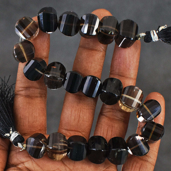 gemsmore:276 Carats 08 Inches Genuine Smoky Quartz Beads Strand