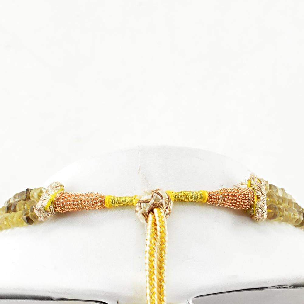 gemsmore:3 Line Rutile Quartz Necklace Natural Untreated Round Cut Beads