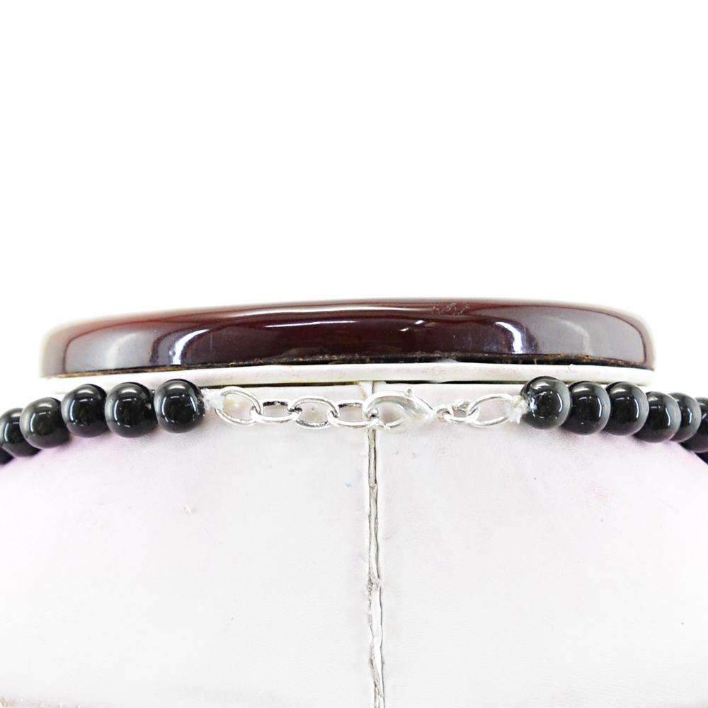 gemsmore:3 Strand Black Onyx Necklace Natural Untreated Beads