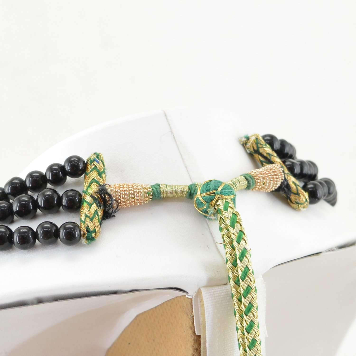 gemsmore:3 Strand Black Spinel Necklace Natural Round Shape Beads