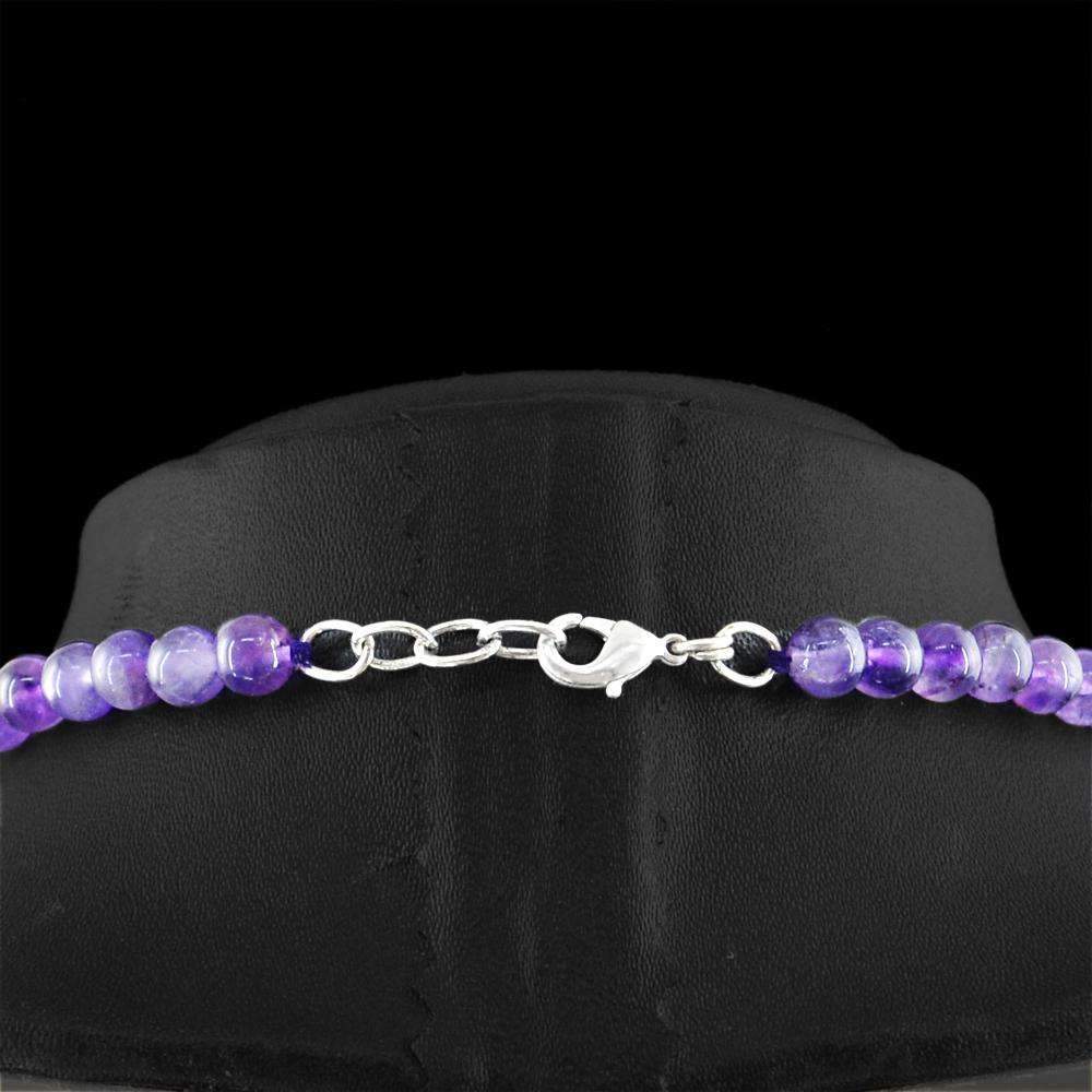 gemsmore:3 Strand Purple Amethyst Necklace Natural Untreated Beads