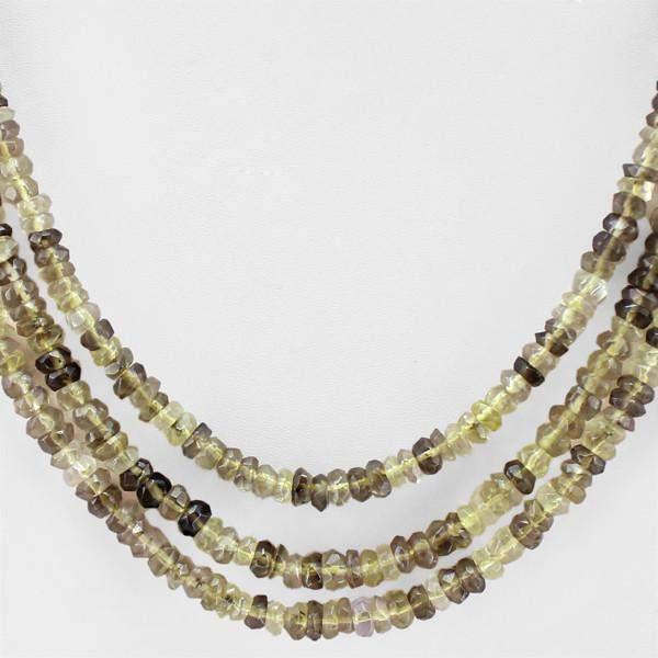 gemsmore:3 Strand Rutile Quartz Necklace Natural Round Cut Beads