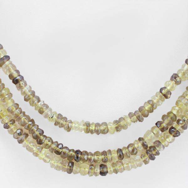 gemsmore:3 Strand Rutile Quartz Necklace Round Cut Beads