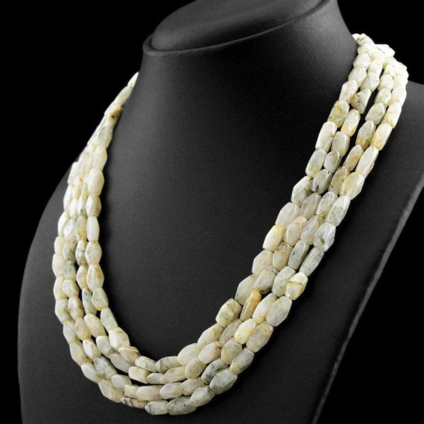 gemsmore:4 Line Rutile Quartz Necklace Natural Untreated Faceted Beads