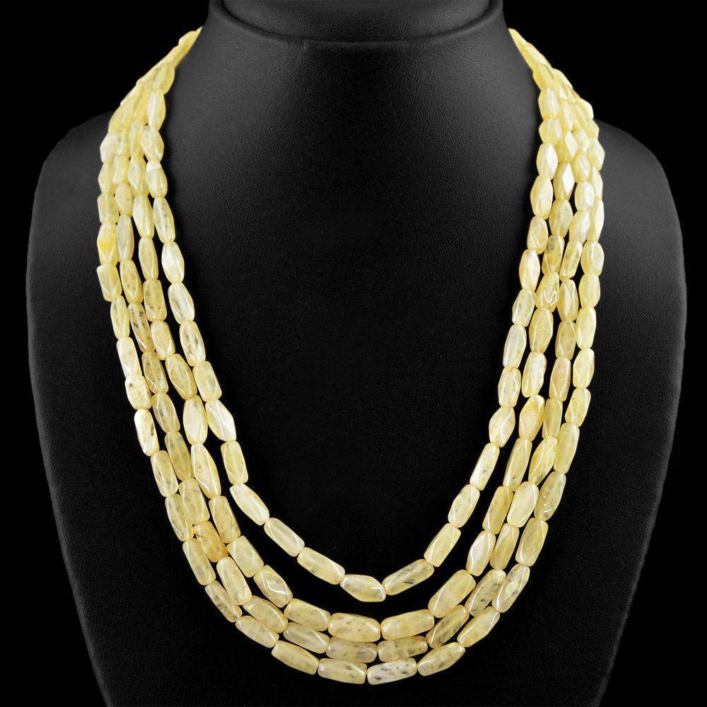 gemsmore:4 Strand Golden Rutile Quartz Necklace Natural Faceted Beads