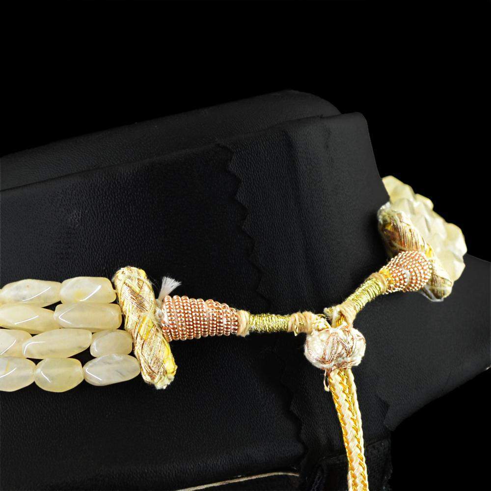gemsmore:4 Strand Golden Rutile Quartz Necklace Natural Faceted Beads