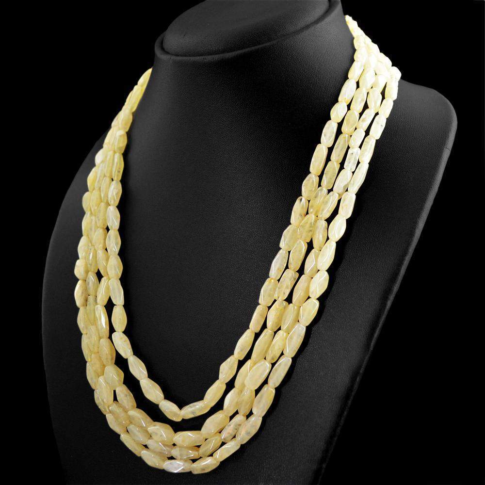 gemsmore:4 Strand Golden Rutile Quartz Necklace Natural Faceted Beads