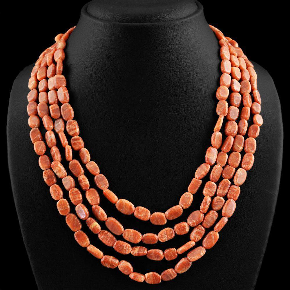 gemsmore:4 Strand Jasper Necklace Natural Oval Shape Beads