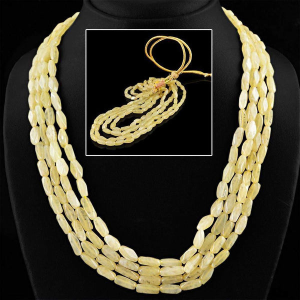 gemsmore:4 Strand Natural Yellow Aventurine Necklace Unheated Beads