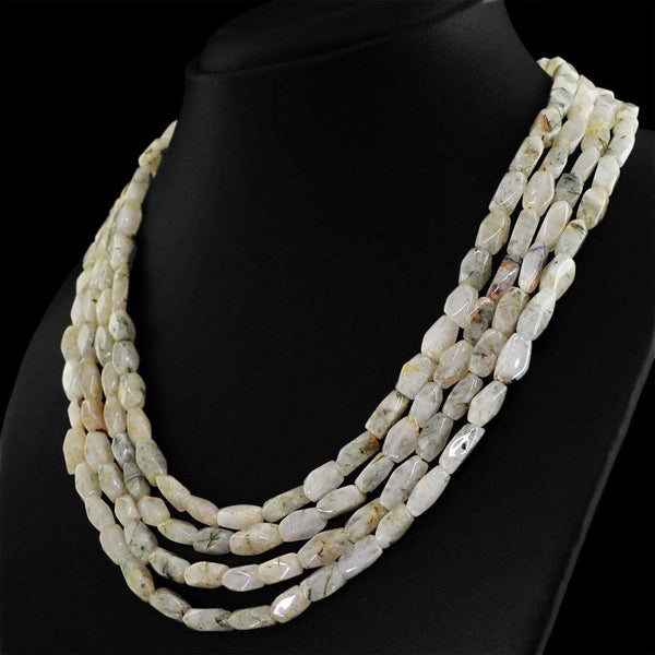 gemsmore:4 Strand Rutile Quartz Necklace Natural Faceted Beads