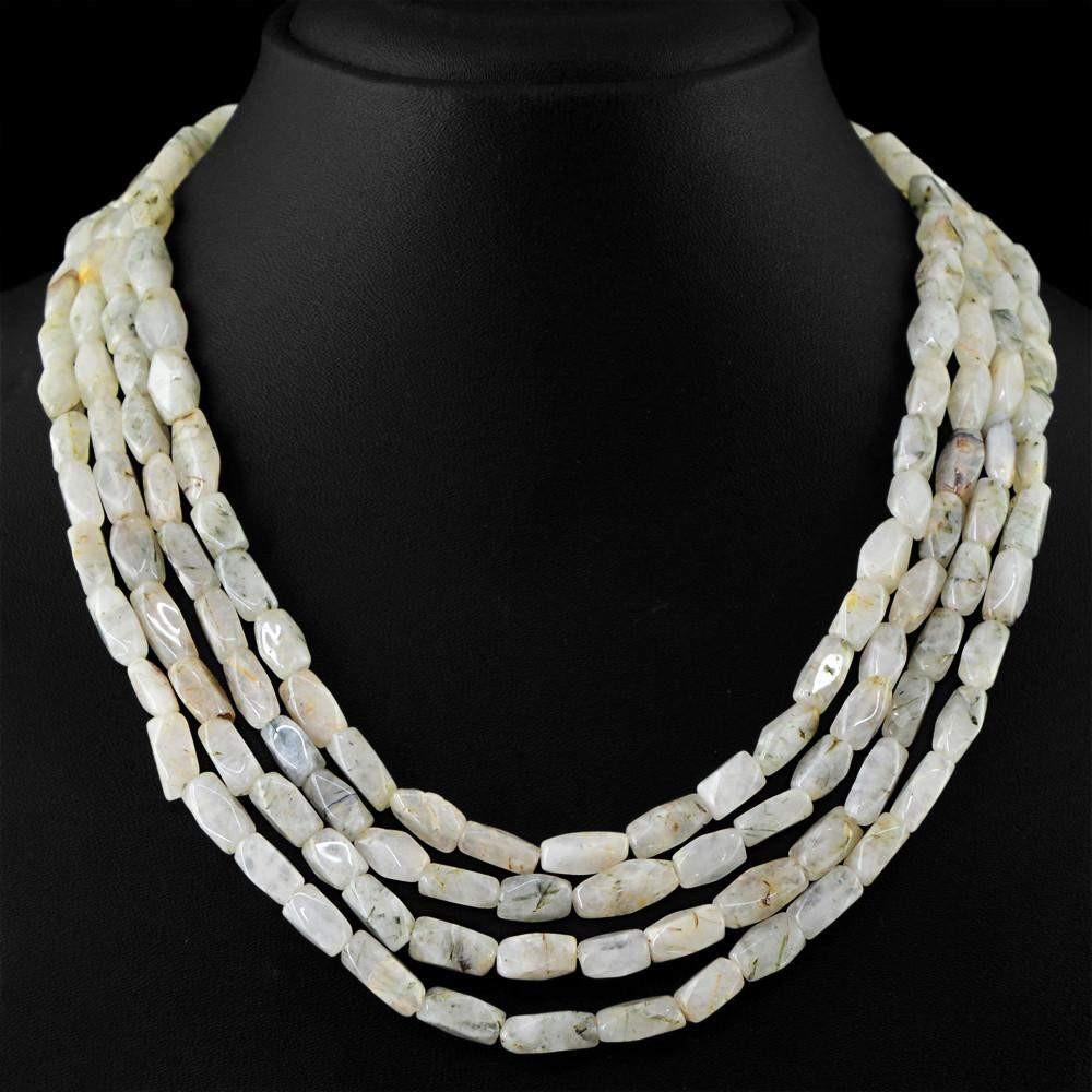 gemsmore:4 Strand Rutile Quartz Necklace Natural Faceted Beads