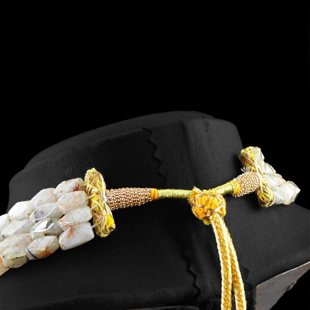 gemsmore:4 Strand Rutile Quartz Necklace Natural Untreated Faceted Beads