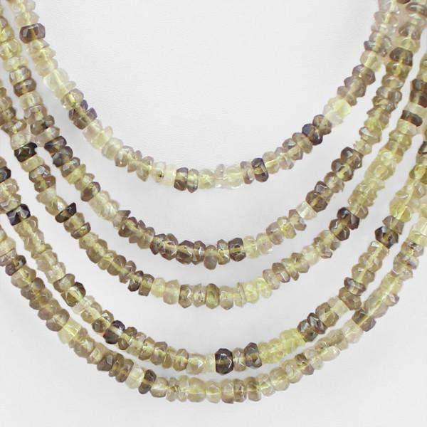 gemsmore:5 Line Rutile Quartz Necklace Natural Round Shape Faceted Beads