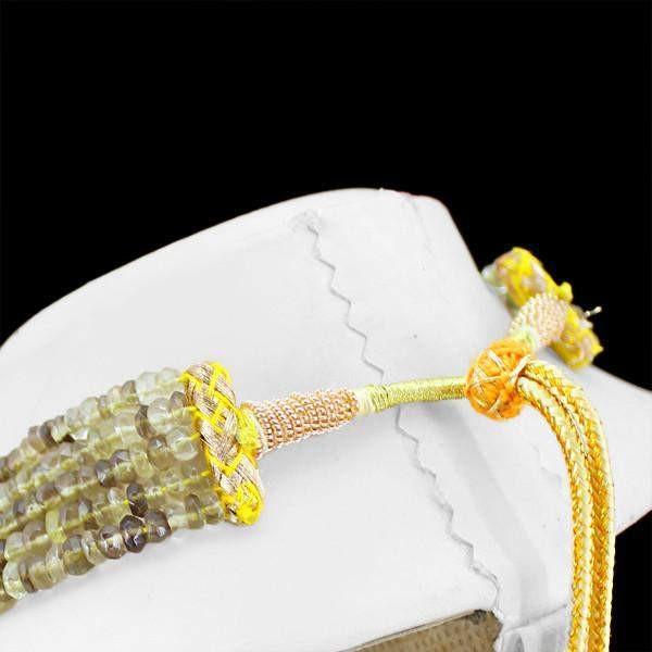 gemsmore:5 Line Rutile Quartz Necklace Natural Round Shape Faceted Beads