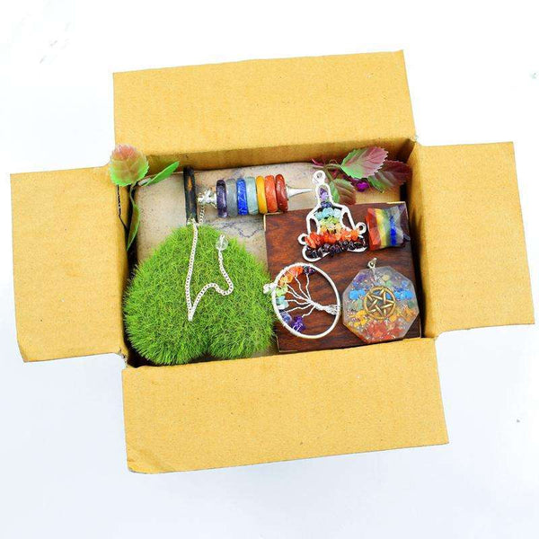 gemsmore:5 Pcs - Seven Chakra Healing Gift Box - Christmas Special